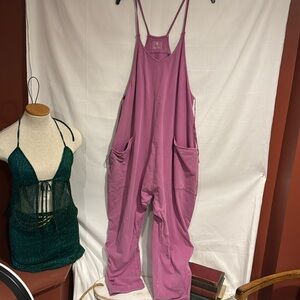 Free People Mauve Pink Relaxed Tank Jumpsuit